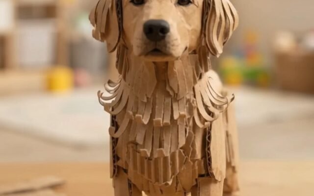 Cardboard Golden Retriever: AI Video Prompt