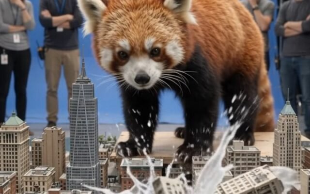 Red Panda Explores a Miniature City: AI Video Prompt